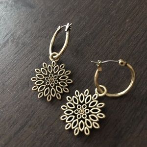 Gold Floral Burst Hoop Earrings